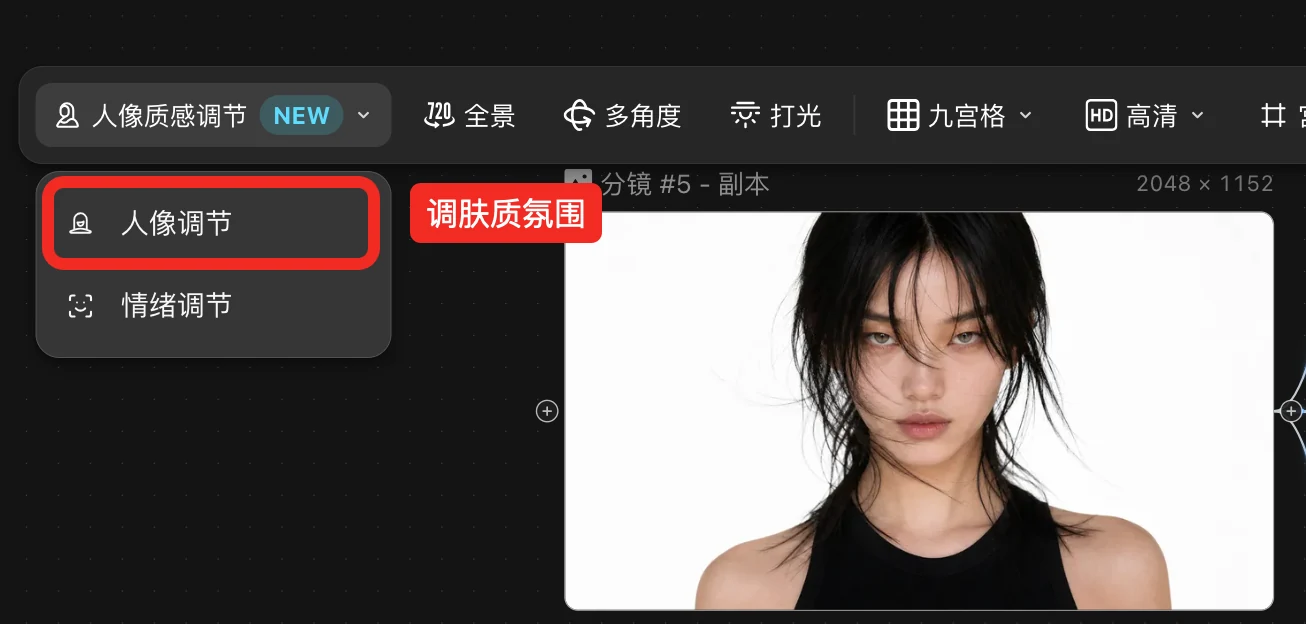 进入人像调节